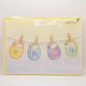 New Baby Bibs on Clothing Line Papyrus Card